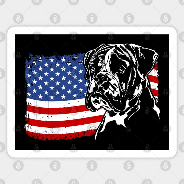 Proud Boxer Dog American Flag patriotic dog Sticker by wilsigns